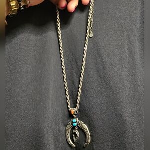 Silver and Turquoise Pendant Necklace
